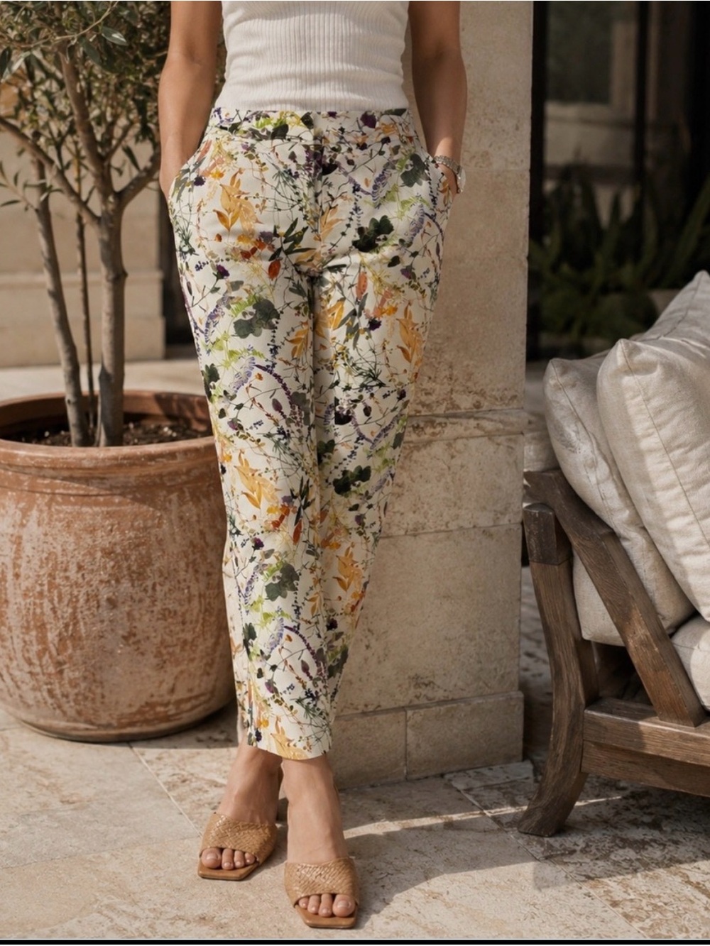 🇮🇹 Mason’s ICON Jaqueline Curvie Floral Pants IT44 |Made in Italy Cotton Stretch